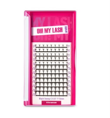 Ресницы черные в пучках OH! MY LASH Sweep - 12 линий - MIX (D 0.07 7-13мм) L24080