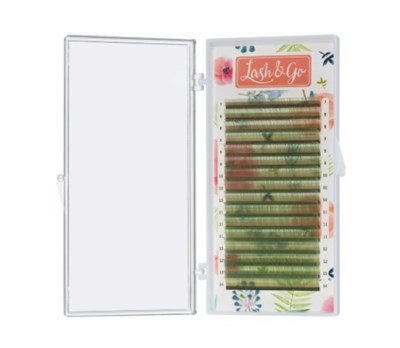Цветные ресницы Lash&Go микс 0,10/D/7-14 mm "Зеленый" (16 линий) 4630073752269