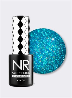 Nail Republic-468 Aquamarine гель-лак, Искрящийся персидский зеленый 10 мл 1119779