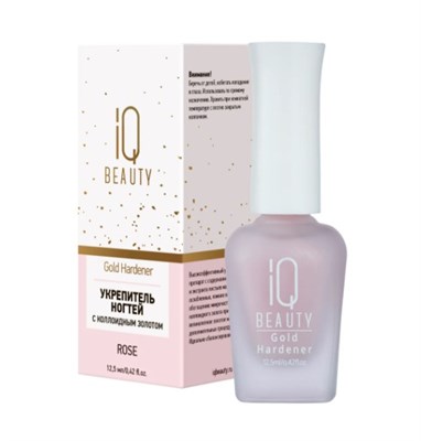 IQ BEAUTY Средство для ногтей/ Укрепитель с коллоидным золотом Gold Hardener/ для ослабленных и ломких ногтей/ Rose, 12.5 мл 4610210590954