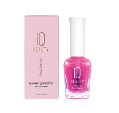 IQ BEAUTY Лак для ногтей. Лак-тинт с AHA-кислотами для естественного сияния и укрепления Glossy Tint Nails, 12.5 мл, Pink Glass 4610210592644