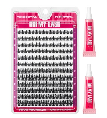 Набор черных накладных ресниц OH! MY LASH пучки "Doll fix" c клеем 6983727406291