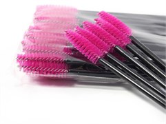 Щеточки (браши) для ресниц и бровей черный стержень и розовая кисть, 50шт 2000000032412