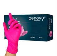 Перчатки нитриловые Benovy XS 50 пар фуксия 4630300503640