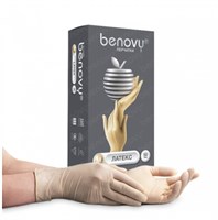 Перчатки нестерильные "BENOVY" из натурального латекса текстурированные на пальцах неопудренные хлорированные  S 50 шт 4680091712578