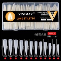 Гелевые типсы Vinimay LONG STILETTO молочные 504 шт 2000000053721