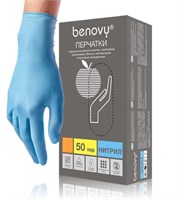 Перчатки нитриловые Benovy XS голубые 50 пар 4650266785805