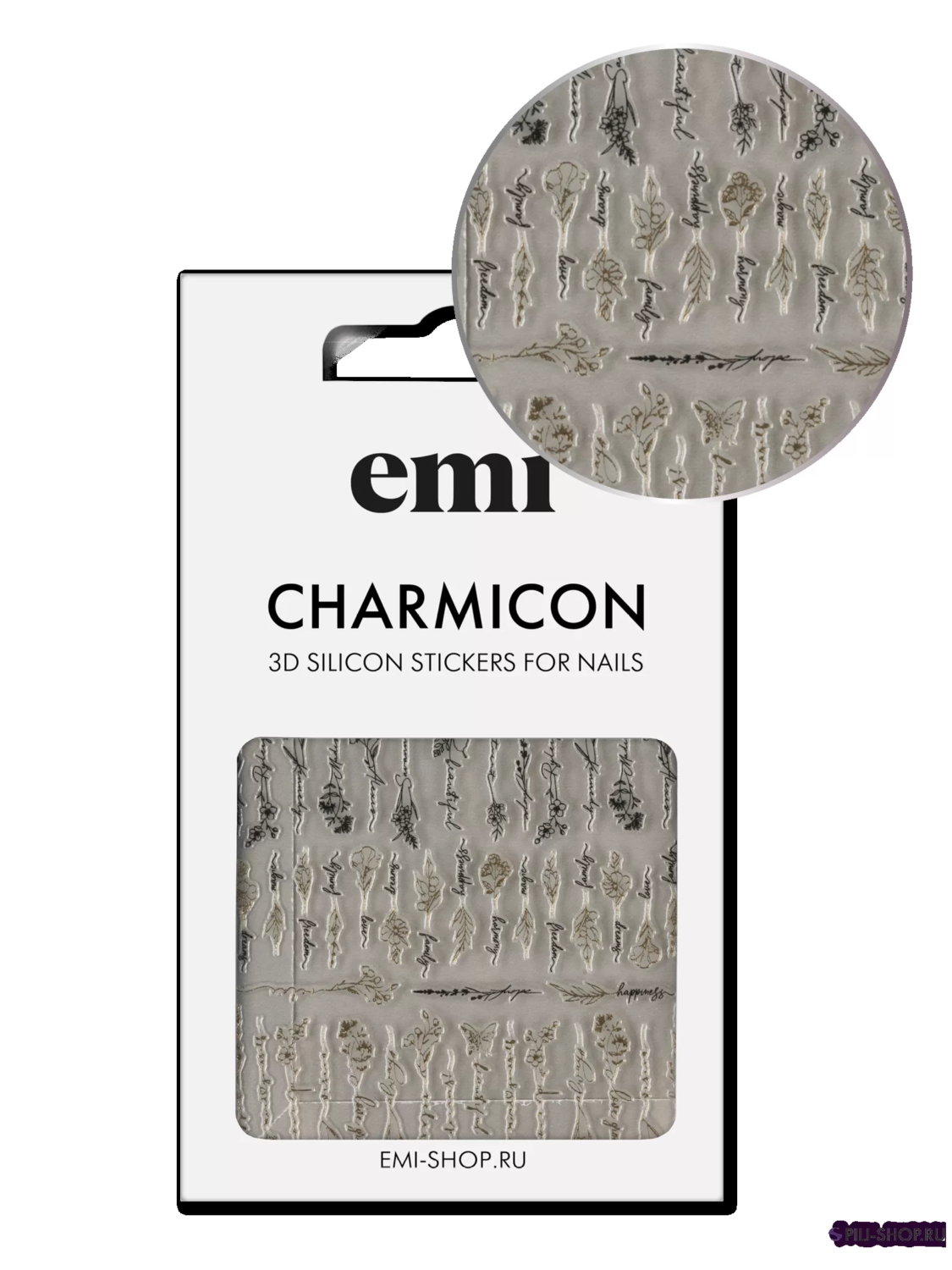 E.Mi Charmicon 3D Silicone Stickers №231 Цветы и фразы