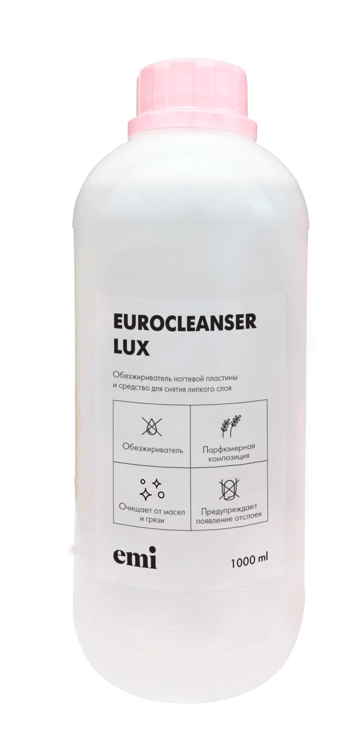 E.Mi Eurocleanser LUX: обезжириватель ногтевой пластины и средство для снятия липкого слоя 1000 мл.