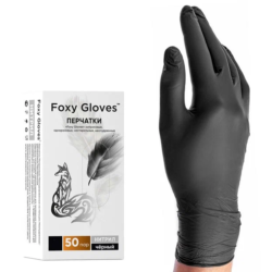 Перчатки нитриловые Foxy M черные 50 пар