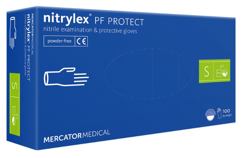 Перчатки нитриловые nitrylex PF PROTECT размер S голубые