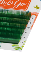 Цветные ресницы Lash&Go микс 0,10/D/8-13 mm «Зеленый» (6 линий)