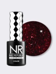 Nail Republic-431 Perfect red гель-лак, Мерцающий бордовый циркон 10 мл