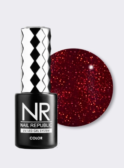 Nail Republic-435 Passion гель-лак, Мерцающий бордовый турмалин (10 мл)