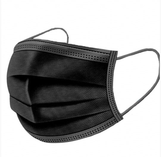 Маска SAF&TY Premium 3-х слойная, мелтблаун, черная, 50 шт. в коробке