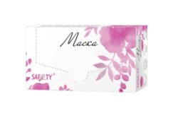 Маска SAF&TY Premium 3-х слойная, мелтблаун, розовая, 50 шт. в коробке