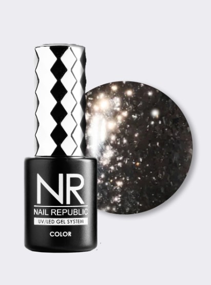 Nail Republic-385 Night life гель-лак жидкий кристалл, Серый 10 мл