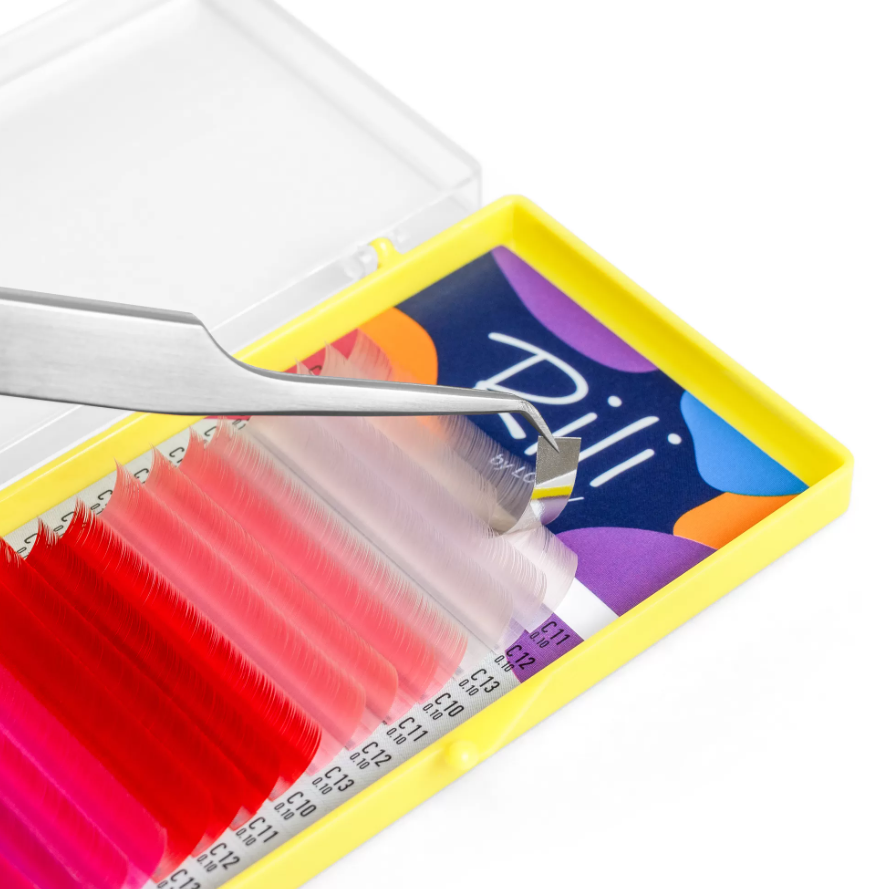 Ресницы цветные Rili Shake Coral — 16 линий — MIX (D 0.10 7-10мм),