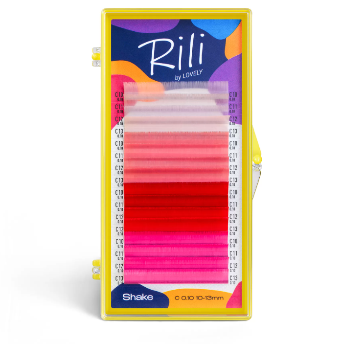 Ресницы цветные Rili Shake Coral — 16 линий — MIX (D 0.10 7-10мм),