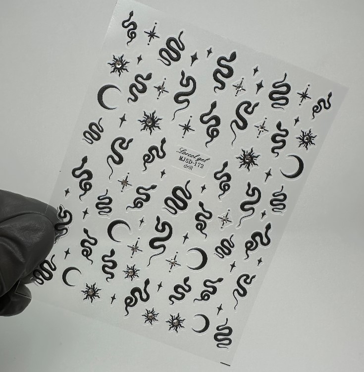 Стикер 3D «Змеи» черные 001