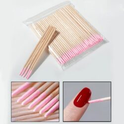 Ватные палочки для корректировки длинные розовые, 100 шт