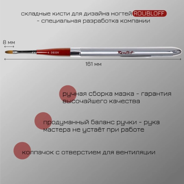 Кисть Синтетика имитация колонка, овальная, ручка складная серебристая №4 (DS33V-4)